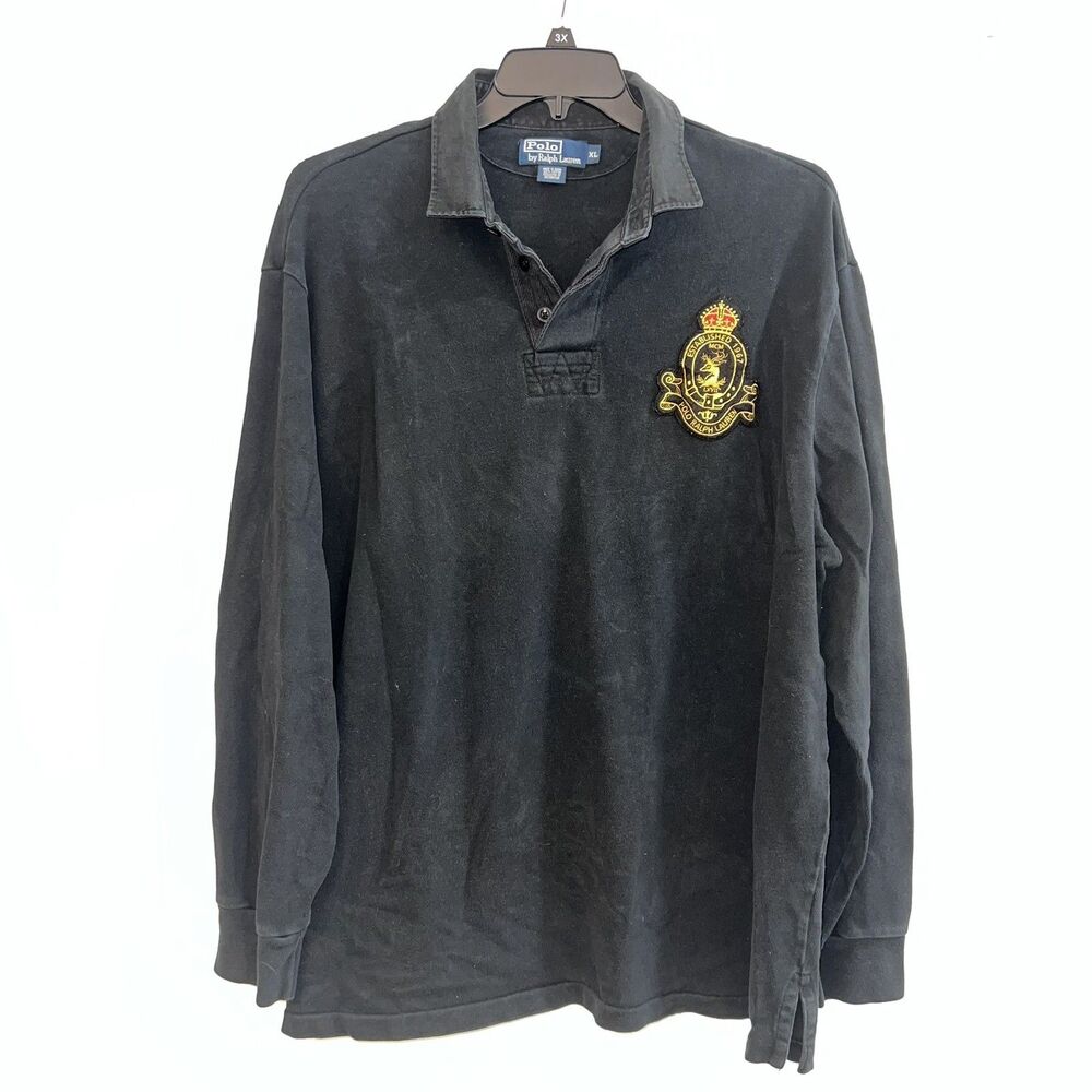 Vintage Polo Ralph Lauren Men’s XL Rugby Crest Heavy Black